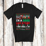MacnyStore - Personalized Custom Name Santa I'm A Good Hair Stylist; Amazing Christmas Sweater Careers T-Shirt