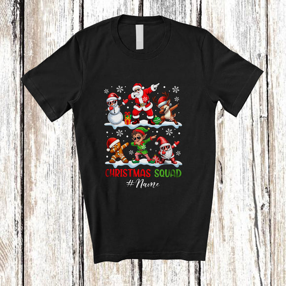 MacnyStore - Personalized Custom Name Christmas Squad; Joyful Santa Elf Reindeer Snowman Dabbing; Friends Family T-Shirt