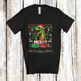 MacnyStore - Personalized Custom Name Merry Rex-Max; Awesome Christmas Sweater Santa T-Rex Dinosaur T-Shirt