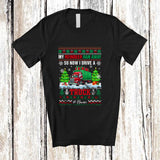 MacnyStore - Personalized Custom Name Reindeer Ran Away Drive A Truck; Joyful Christmas Sweater Santa T-Shirt