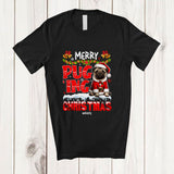 MacnyStore - Personalized Custom Name Merry Puging Christmas; Humorous X-mas Santa Pug Owner Lover T-Shirt