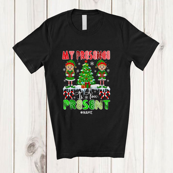 MacnyStore - Personalized Custom Name My Presence Is Your Present; Awesome Christmas Tree Elf T-Shirt