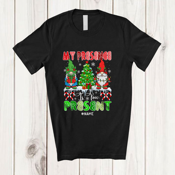 MacnyStore - Personalized Custom Name My Presence Is Your Present; Awesome Christmas Tree Gnome T-Shirt