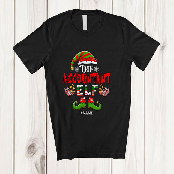 MacnyStore - Personalized Custom Name I'm The Accountant Elf; Proud Christmas Jobs Careers Elf Family T-Shirt