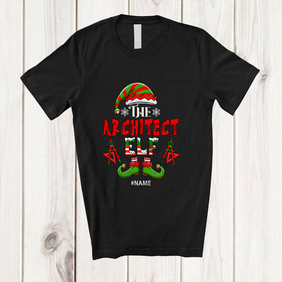 MacnyStore - Personalized Custom Name I'm The Architect Elf; Proud Christmas Jobs Careers Elf Family T-Shirt