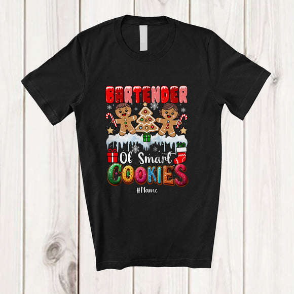 MacnyStore - Personalized Custom Name Bartender Of Smart Cookies; Lovely Christmas Tree Gingerbread T-Shirt