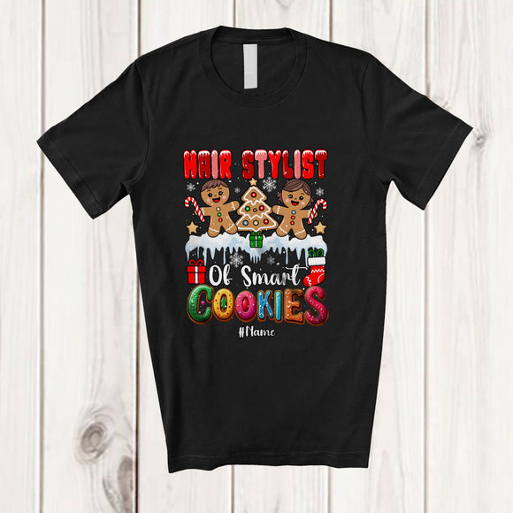 MacnyStore - Personalized Custom Name Hair Stylist Of Smart Cookies; Lovely Christmas Tree Gingerbread T-Shirt