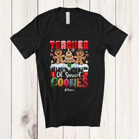 MacnyStore - Personalized Custom Name Teacher Of Smart Cookies; Lovely Christmas Tree Gingerbread T-Shirt