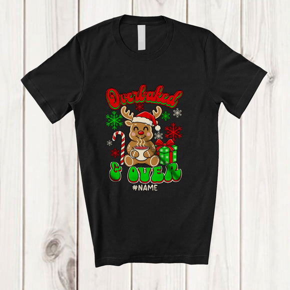 MacnyStore - Personalized Custom Name Overbaked And Over; Adorable Christmas Reindeer Cookie Baker Baking T-Shirt