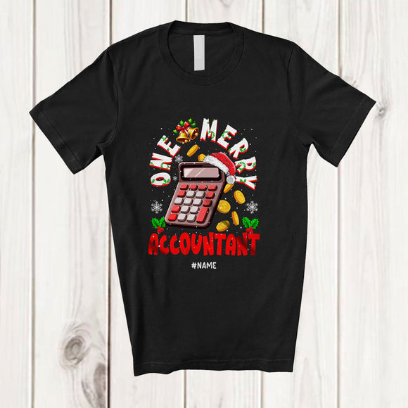 MacnyStore - Personalized Custom Name One Merry Accountant; Fantastic Christmas Santa Jobs Careers T-Shirt