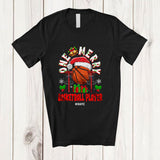 MacnyStore - Personalized Custom Name One Merry Basketball Player; Fantastic Christmas Santa Sport Playing T-Shirt