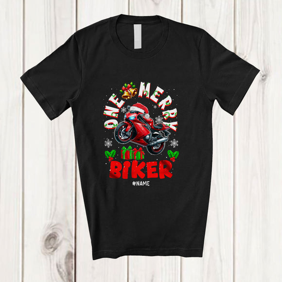 MacnyStore - Personalized Custom Name One Merry Biker; Fantastic Christmas Santa Jobs Careers T-Shirt