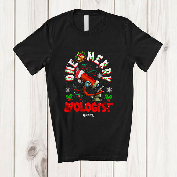 MacnyStore - Personalized Custom Name One Merry Biologist; Fantastic Christmas Santa Jobs Careers T-Shirt