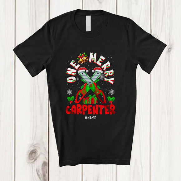 MacnyStore - Personalized Custom Name One Merry Carpenter; Fantastic Christmas Santa Jobs Careers T-Shirt