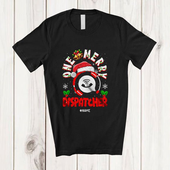 MacnyStore - Personalized Custom Name One Merry Dispatcher; Fantastic Christmas Santa Jobs Careers T-Shirt
