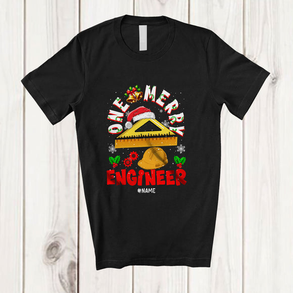 MacnyStore - Personalized Custom Name One Merry Engineer; Fantastic Christmas Santa Jobs Careers T-Shirt