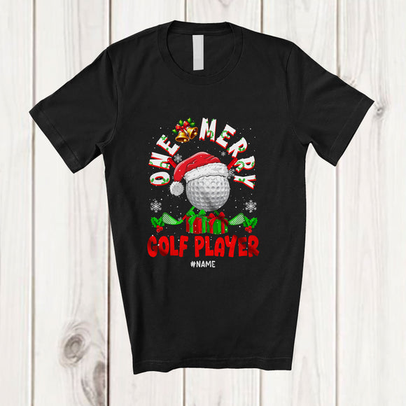 MacnyStore - Personalized Custom Name One Merry Golf Player; Fantastic Christmas Santa Sport Playing T-Shirt