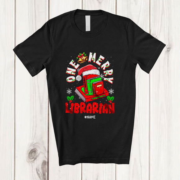 MacnyStore - Personalized Custom Name One Merry Librarian; Fantastic Christmas Santa Jobs Careers T-Shirt