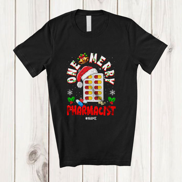 MacnyStore - Personalized Custom Name One Merry Pharmacist; Fantastic Christmas Santa Jobs Careers T-Shirt