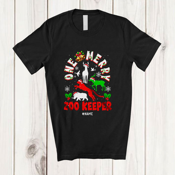 MacnyStore - Personalized Custom Name One Merry Zoo Keeper; Fantastic Christmas Santa Jobs Careers T-Shirt