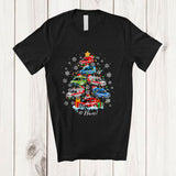 MacnyStore - Personalized Custom Name Ambulance Christmas Tree; Amusing X-mas Lights Snow Driver T-Shirt
