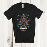 MacnyStore - Personalized Custom Name Badminton Christmas Tree Lights; Joyful Sport Playing Player Team T-Shirt