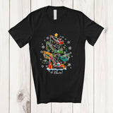 MacnyStore - Personalized Custom Name Crane Truck Christmas Tree; Amusing X-mas Lights Snow Driver T-Shirt