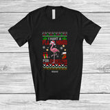 MacnyStore - Personalized I Want A Flamingo For Christmas; Lovely Sweater Custom Name Santa Flamingo T-Shirt