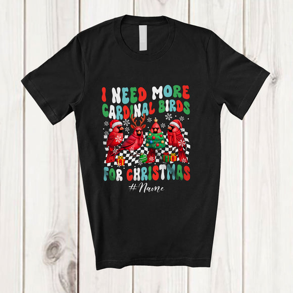 MacnyStore - Personalized Custom Name I Need More Cardinal Birds; Lovely Christmas Groovy Bird Collection T-Shirt