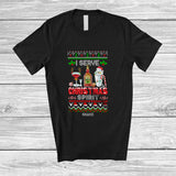 MacnyStore - Personalized Custom Name I Serve Christmas Spirit; Joyful Sweater Wine Whiskey Bartender Waitress T-Shirt