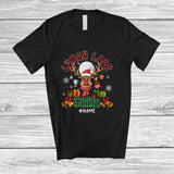 MacnyStore - Personalized Custom Name Lunch Lady Crew; Amazing Christmas Plaid Reindeer Face T-Shirt