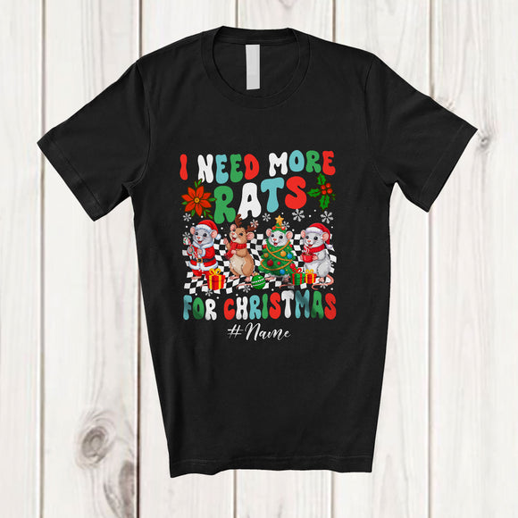 MacnyStore - Personalized Custom Name I Need More Rats; Lovely Christmas Groovy Rat Collection Animal T-Shirt