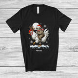 MacnyStore - Personalized Santa Sloth Riding Chicken Reindeer; Lovely Christmas Custom Name Farmer T-Shirt