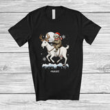 MacnyStore - Personalized Santa Sloth Riding Goat Reindeer; Lovely Christmas Custom Name Farmer T-Shirt