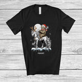 MacnyStore - Personalized Santa Sloth Riding Horse Reindeer; Lovely Christmas Custom Name Farmer T-Shirt