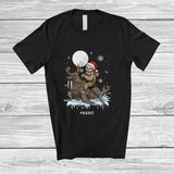 MacnyStore - Personalized Santa Sloth Riding Walrus Reindeer; Lovely Christmas Custom Name Sea Animal T-Shirt