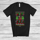 MacnyStore - Personalized Custom Name Merry Christmas; Joyful Sweater Santa Plaid Hand ASL Sign Language T-Shirt