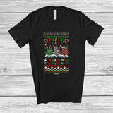 MacnyStore - Personalized Custom Name Merry Christmas; Joyful Sweater Three Plaid Hands ASL Sign Language T-Shirt