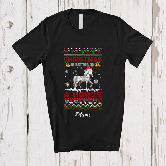 MacnyStore - Personalized Custom Name Christmas Is Better On A Horse; Lovely Sweater Together Family T-Shirt