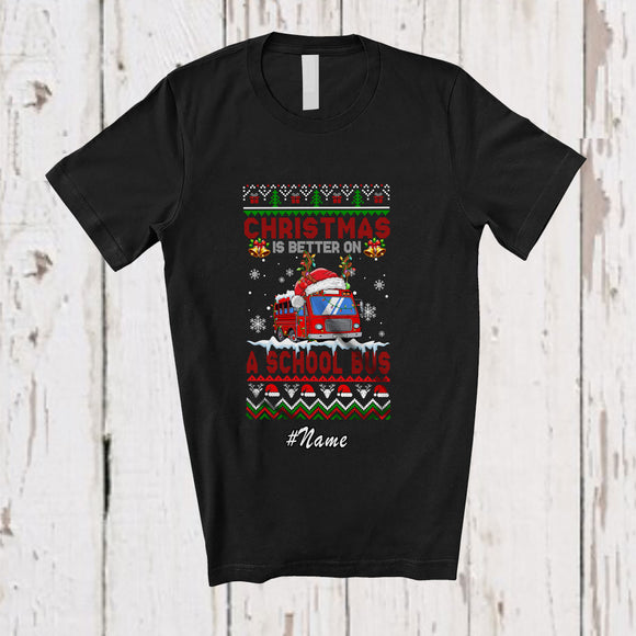 MacnyStore - Personalized Custom Name Christmas Is Better On A School Bus; Lovely Sweater Together Family T-Shirt