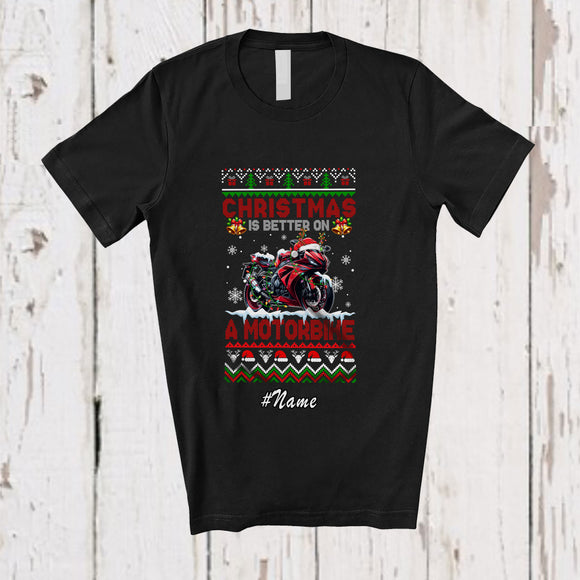 MacnyStore - Personalized Custom Name Christmas Is Better On A Motorbike; Lovely Sweater Together Family T-Shirt