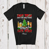 MacnyStore - Personalized Custom Name This Tree Ain't Only Thing Getting Lit; Joyful Christmas Beer Drinking T-Shirt