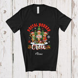 MacnyStore - Personalized Custom Name Postal Worker Crew 2025; Awesome Christmas Tree Three Reindeers T-Shirt