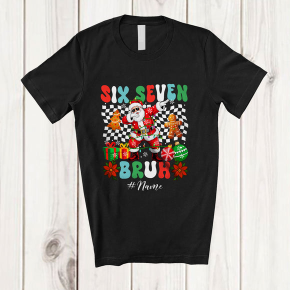 MacnyStore - Personalized Custom Name Six Seven; Amazing Christmas Dabbing Santa 6 7 Teenager Groovy T-Shirt
