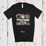 MacnyStore - Personalized Custom Name Merry Christmas; Lovely Pink Tooth Candy Canes; Dental Dentist T-Shirt