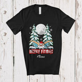 MacnyStore - Personalized Custom Name Fitmas; Merry Christmas Moon Tree Santa Swimming T-Shirt