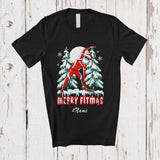 MacnyStore - Personalized Custom Name Fitmas; Merry Christmas Moon Tree Santa Aerobic T-Shirt