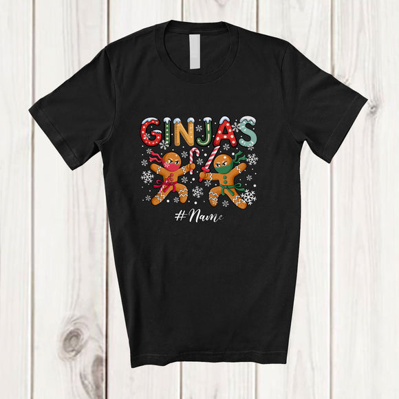 MacnyStore - Personalized Custom Name Ginjas; Humorous Christmas Gingerbread Ninjas Snow; Baking Baker T-Shirt