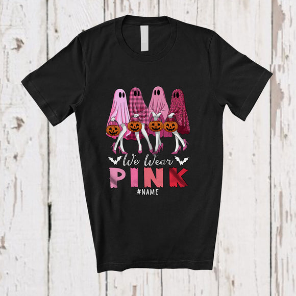 MacnyStore - Personalized Custom Name We Wear Pink; Horror Halloween Four Boo High Heels Women; Family T-Shirt