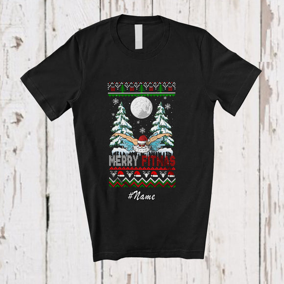 MacnyStore - Personalized Custom Name Fitmas; Merry Christmas Tree Sweater Santa Swimming T-Shirt